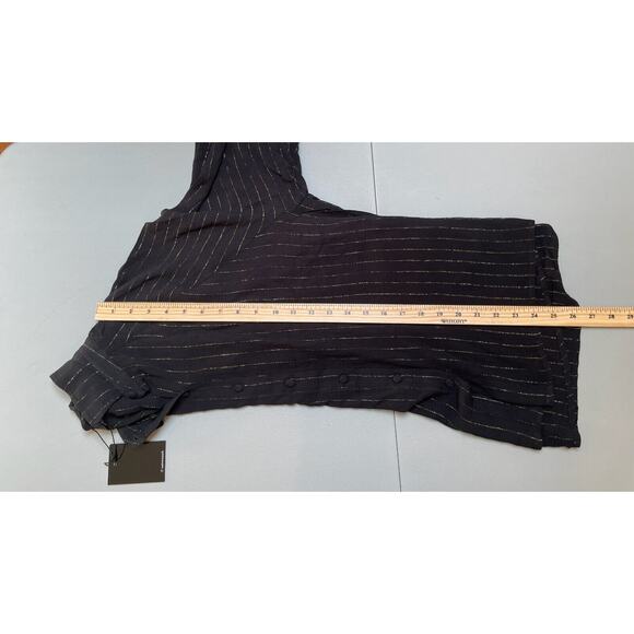 OAT Black Metallic Gold Striped Long Sleeve Collared Button‎ Up Shirt Size L NWT - Picture 4 of 9